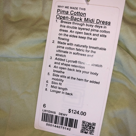Brand New Lululemon Women's Pima Cotton Open-Back Dress - Picture 6 of 15